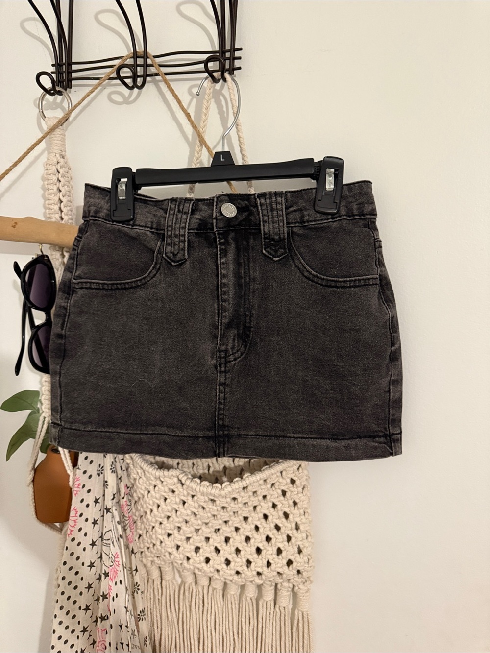 Black Denim Mini Skirt